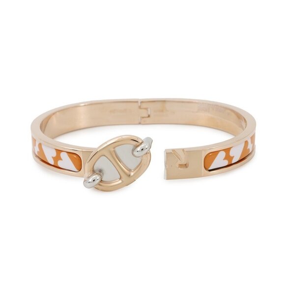 HERMES Mini Clic Chaine d'Ancre Bracelet Size PM Metal/Enamel Orange/Gold - Picture 9 of 9